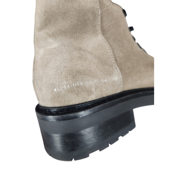 Allsaints Dusty Suede Combat Boots Women Size 8 Light Gray Lace Up Cap Toe - Picture 7 of 11